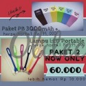 Paket 2 (PB 3000mah+Lampu LED Portable)